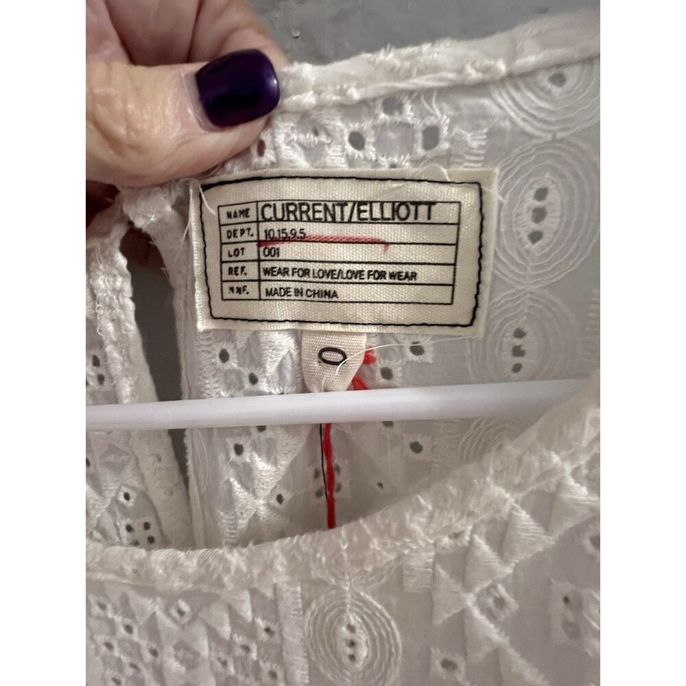 current elliott Shirt Dress eyelet NWT 0 /xs $258 Dirty White Key Hole Back - Picture 4 of 8